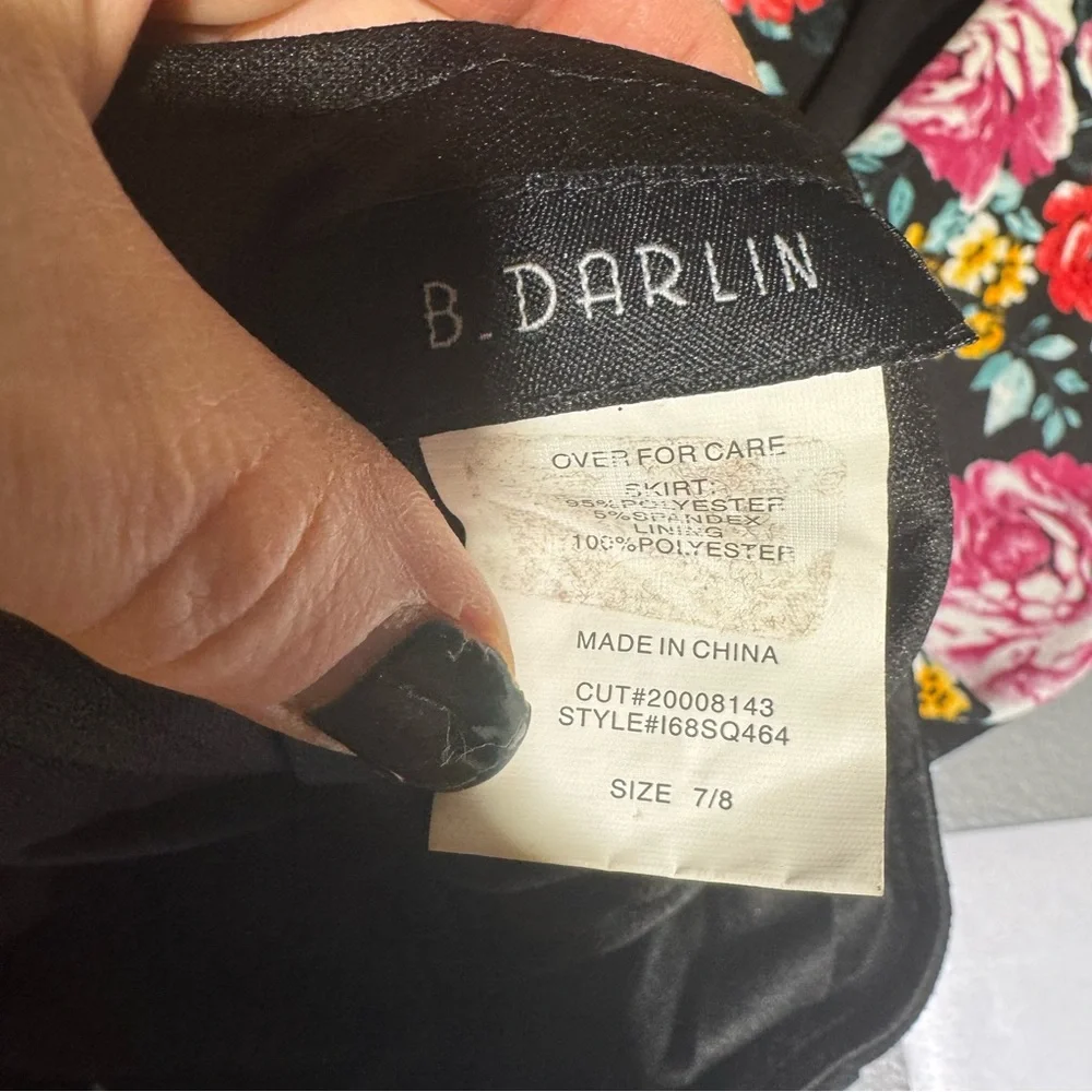 B Darlin Black Floral Maxi‎ Skirt Size 8 Cottagecore Romantic Feminine Versatile